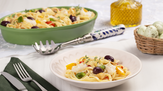 Fettuccine com bacalhau